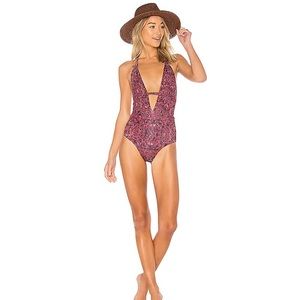 New Revolve Tavik Emme boho red one piece swimsuit Size XS